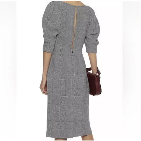 KHAITE Beatrice Midi Dress Puff Sleeve Sculptural Houndstooth Sz 2 $1,420 {A50} - Picture 3 of 7